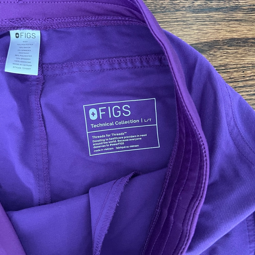 Figs Womens Kade. Purple technical blend Large tall.